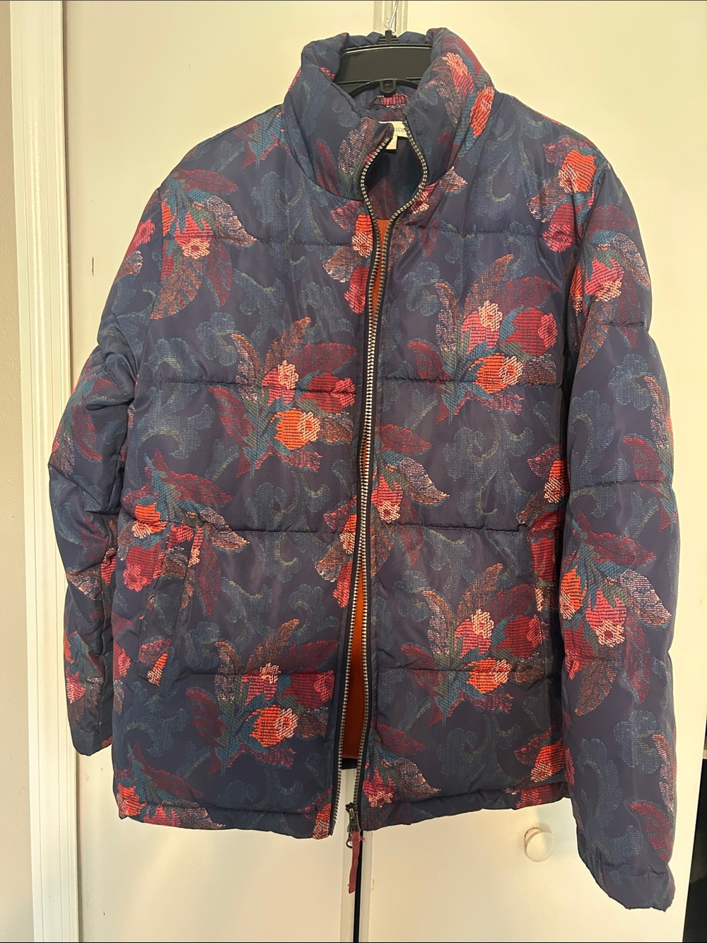 Sundance Floral Quilted Puffer Jacket - Purple with Red Orange Floral